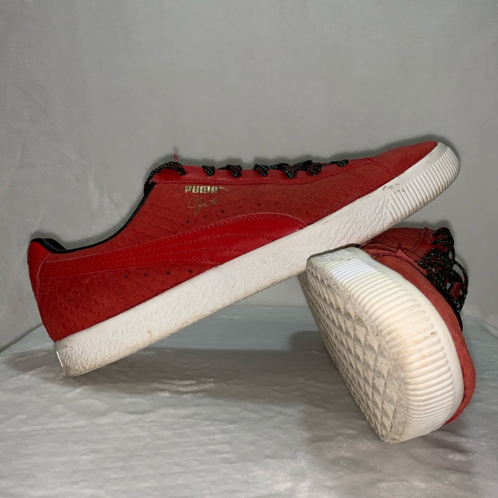 Puma Clyde GCC Snakeskin-Embossed Red Leather men’s size 10